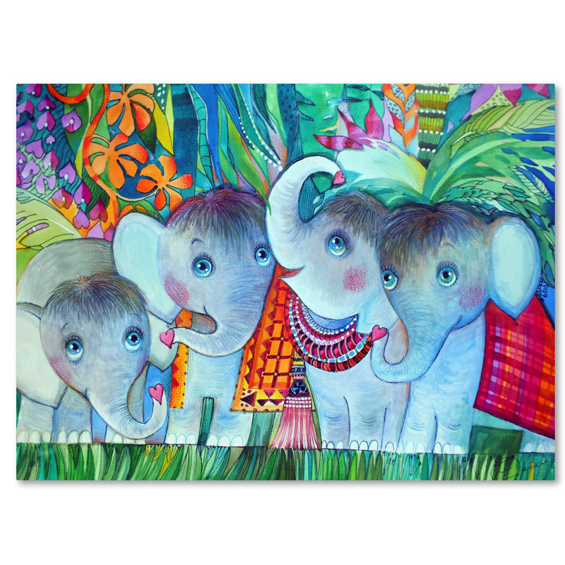 Zoomie Kids 'Baby Elephant' Print on Wrapped Canvas Wayfair